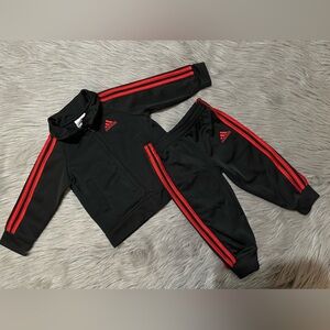 Adidas Baby Set Black and Red Track Suit Size 9 months